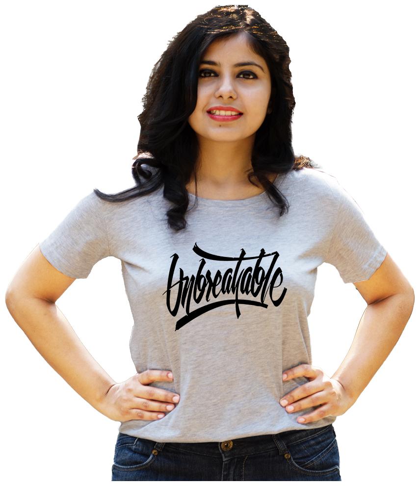 

HEYUZE Women Grey Regular fit Round neck Cotton T shirt