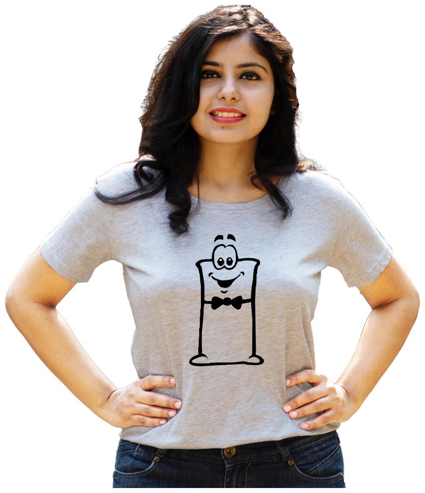 

HEYUZE Women Grey Regular fit Round neck Cotton T shirt