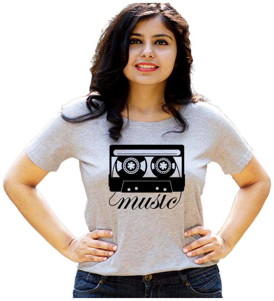 

HEYUZE Women Grey Regular fit Round neck Cotton T shirt