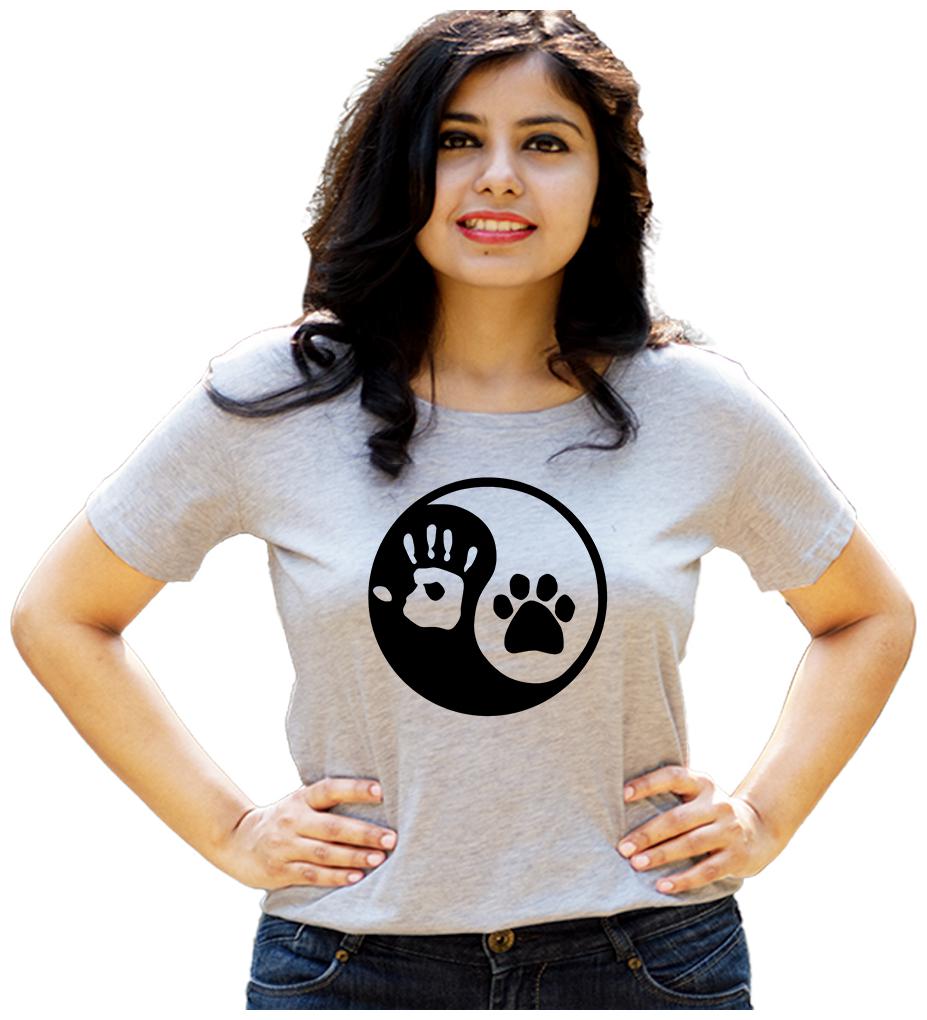 

HEYUZE Women Grey Regular fit Round neck Cotton T shirt