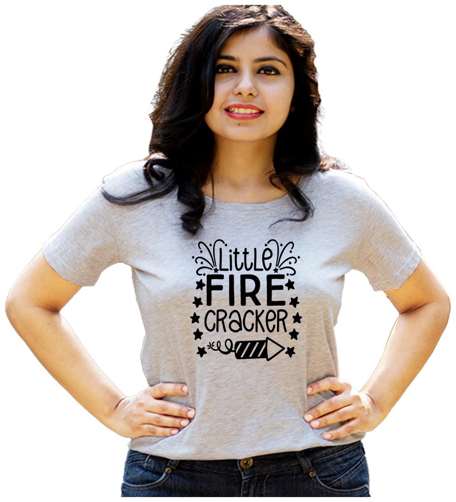 

HEYUZE Women Grey Regular fit Round neck Cotton T shirt