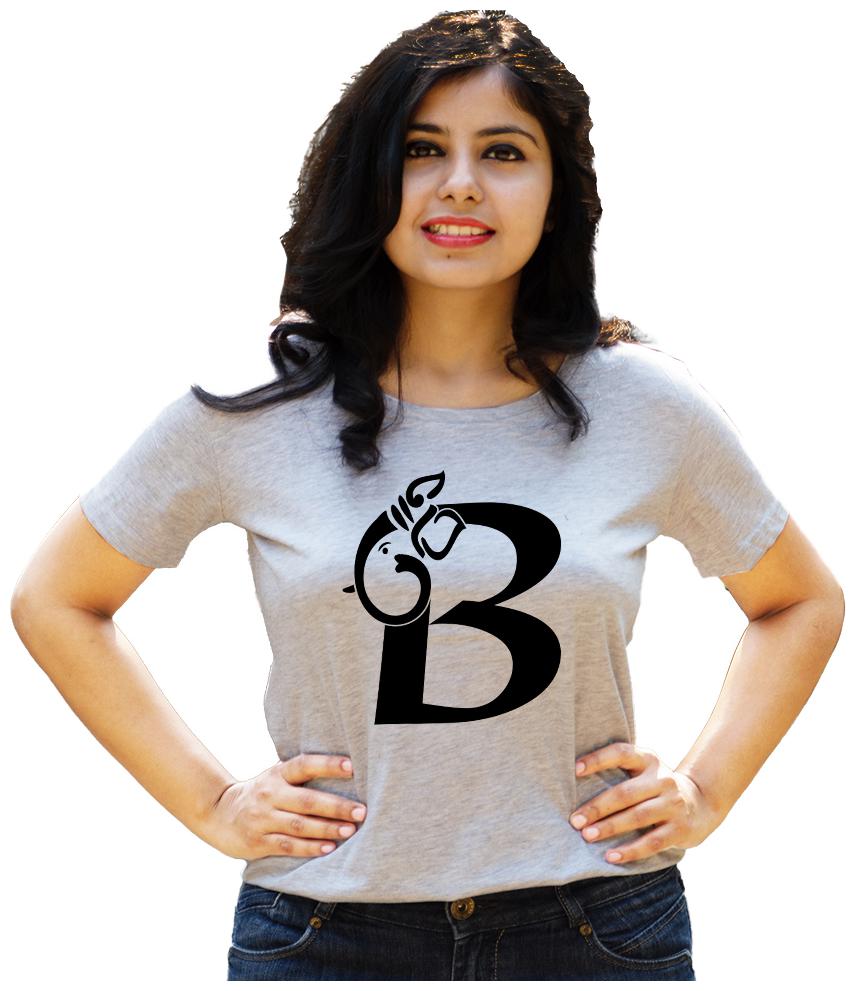 

HEYUZE Women Grey Regular fit Round neck Cotton T shirt