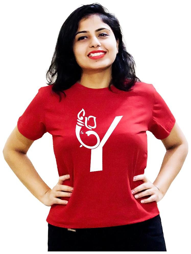 

HEYUZE Women Red Regular fit Round neck Cotton T shirt