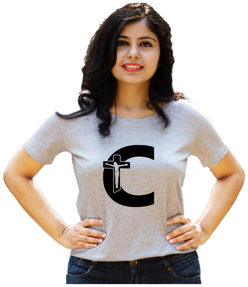 

HEYUZE Women Grey Regular fit Round neck Cotton T shirt