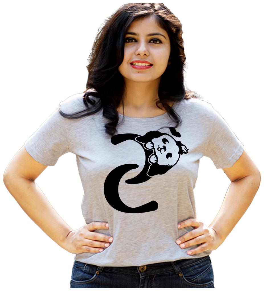 

HEYUZE Women Grey Regular fit Round neck Cotton T shirt