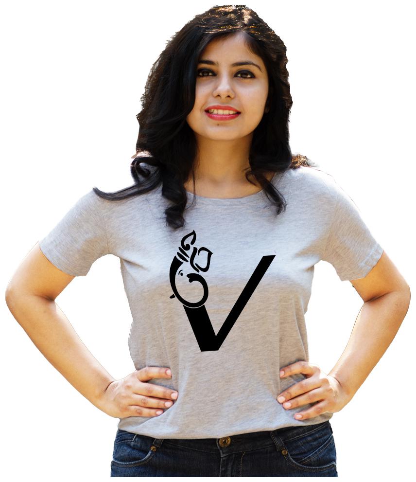 

HEYUZE Women Grey Regular fit Round neck Cotton T shirt