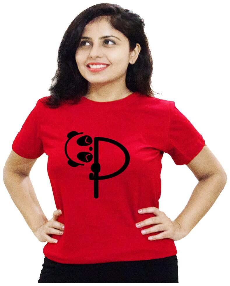 

HEYUZE Women Red Regular fit Round neck Cotton T shirt