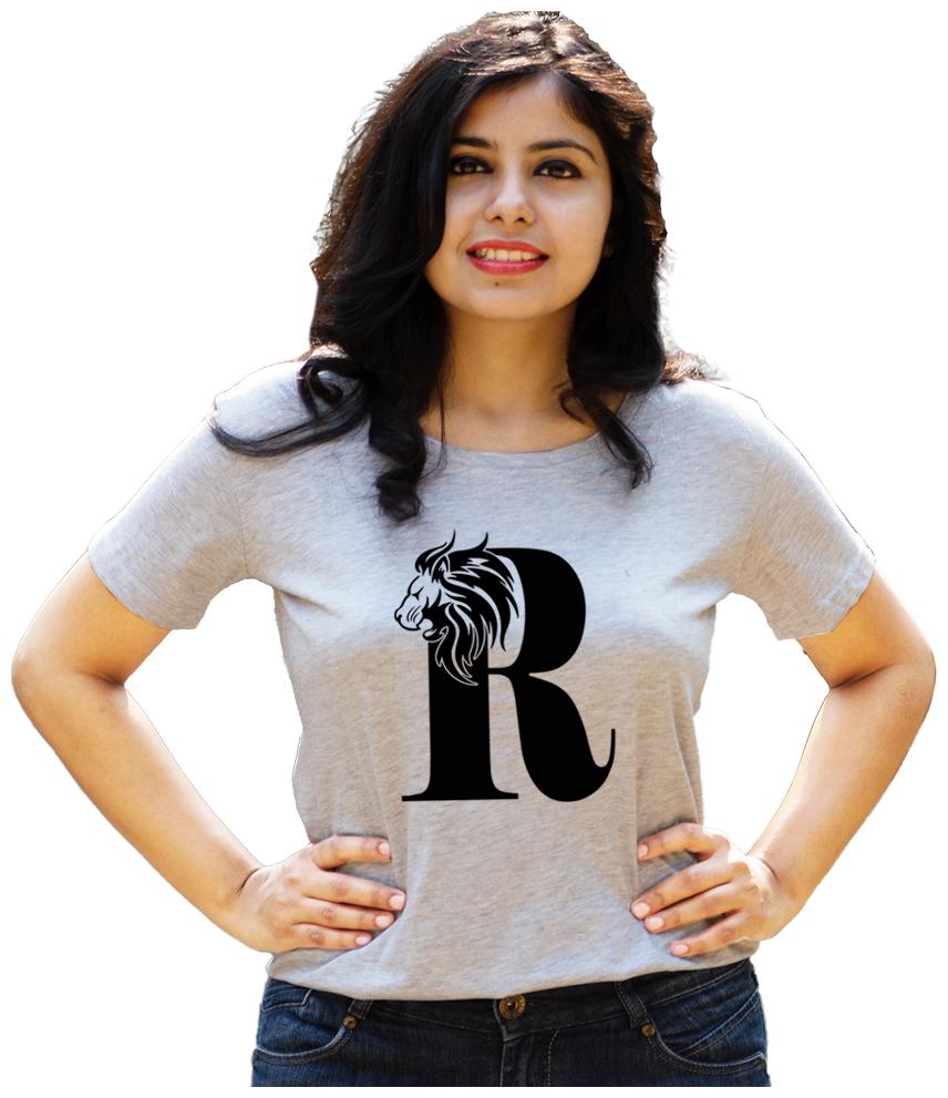 

HEYUZE Women Grey Regular fit Round neck Cotton T shirt