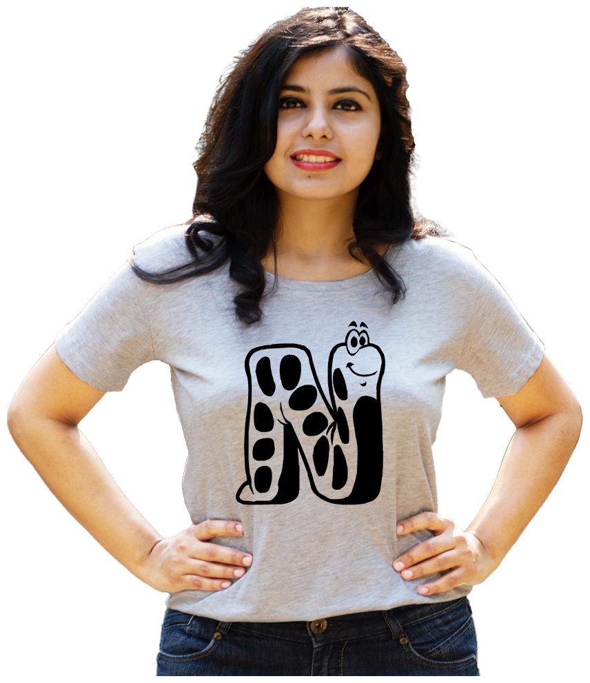 

HEYUZE Women Grey Regular fit Round neck Cotton T shirt