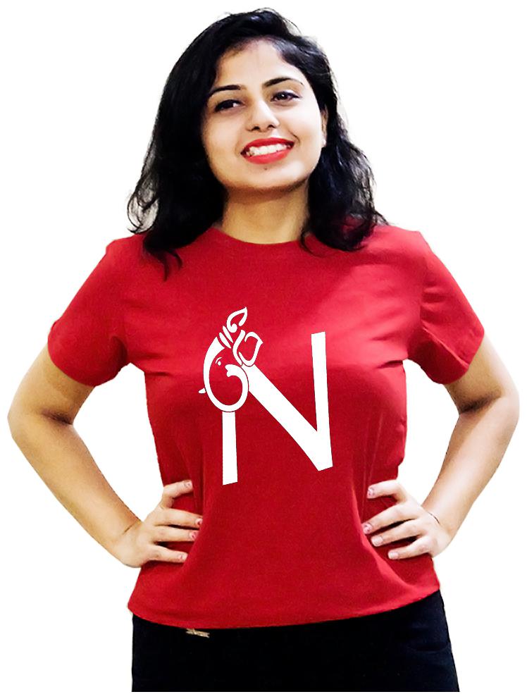 

HEYUZE Women Red Regular fit Round neck Cotton T shirt