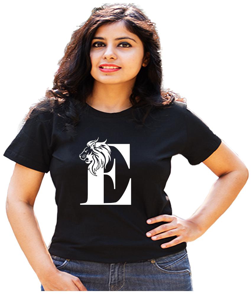 

HEYUZE Women Black Regular fit Round neck Cotton T shirt