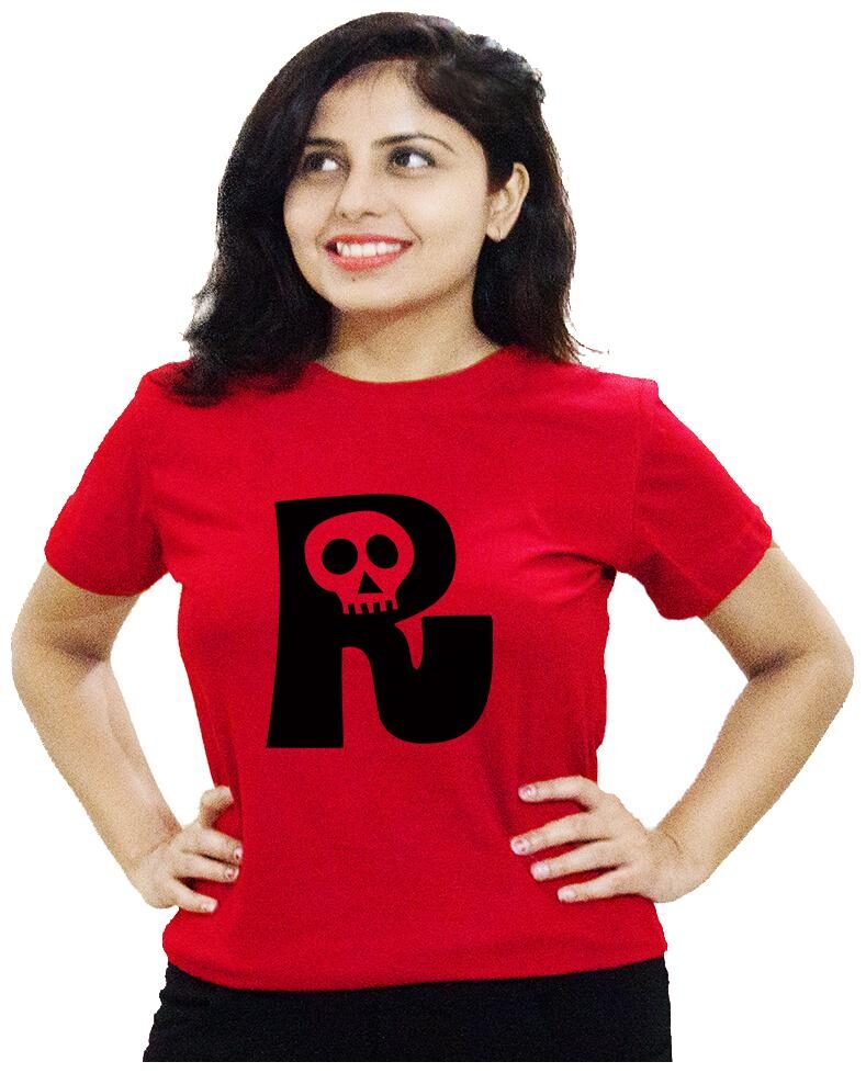 

HEYUZE Women Red Regular fit Round neck Cotton T shirt