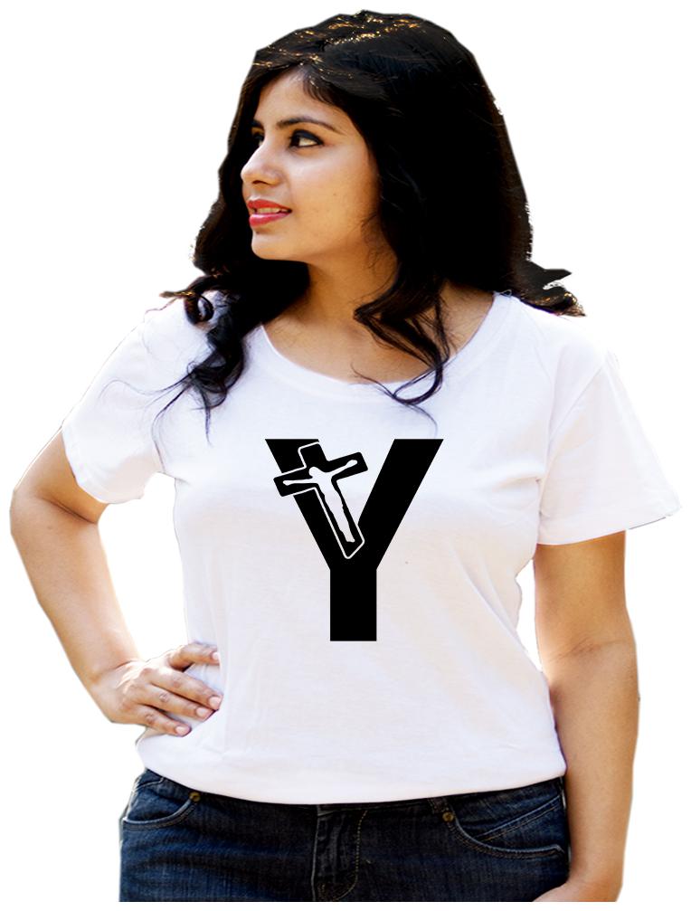 

HEYUZE Women White Regular fit Round neck Cotton T shirt