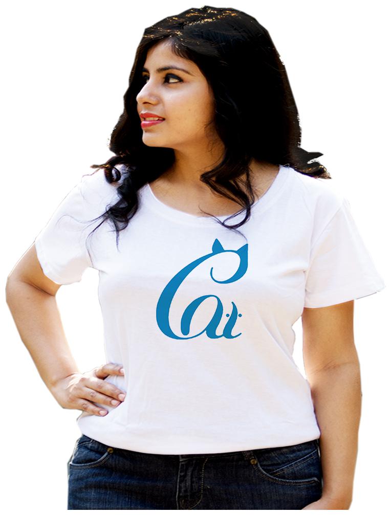 

HEYUZE Women White Regular fit Round neck Cotton T shirt