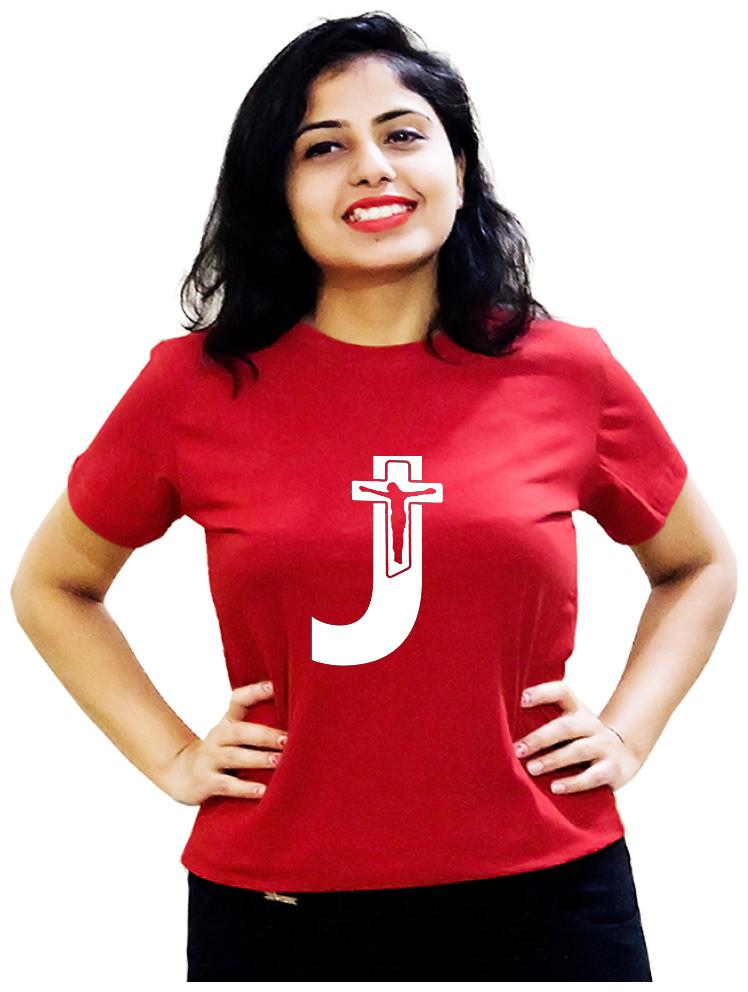 

HEYUZE Women Red Regular fit Round neck Cotton T shirt