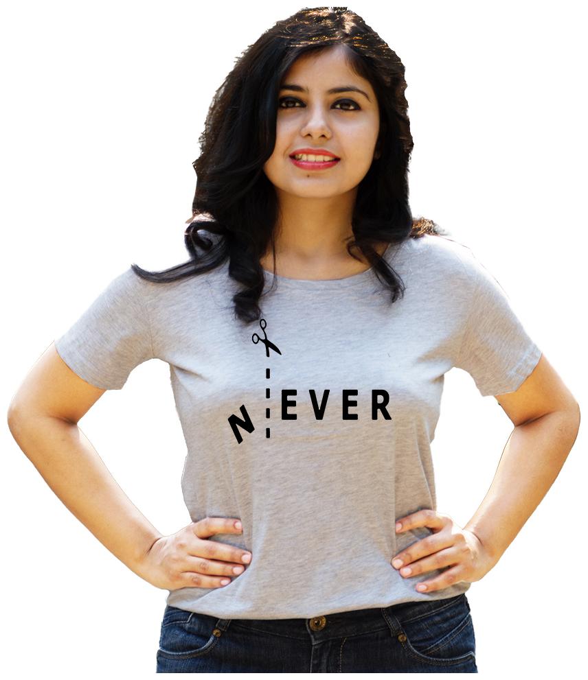 

HEYUZE Women Grey Regular fit Round neck Cotton T shirt