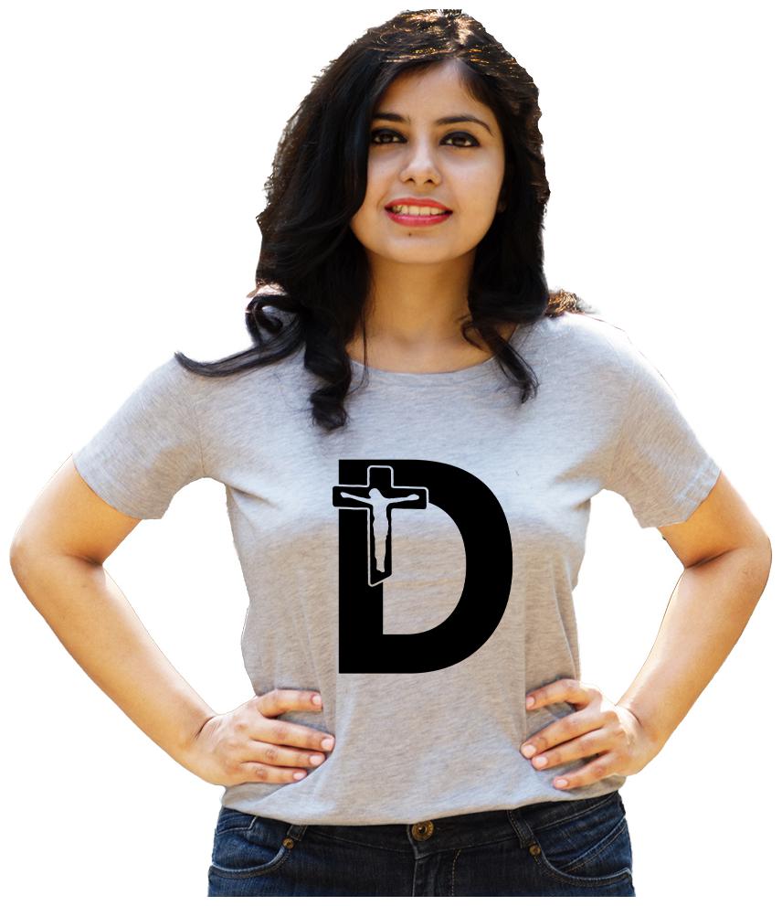 

HEYUZE Women Grey Regular fit Round neck Cotton T shirt