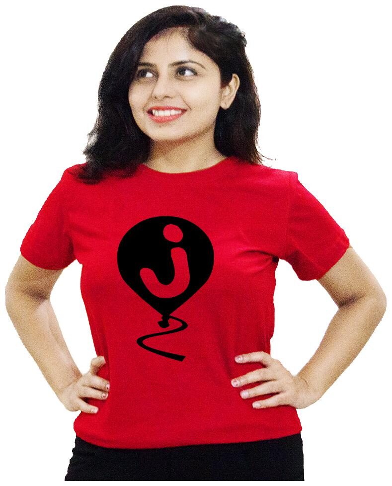 

HEYUZE Women Red Regular fit Round neck Cotton T shirt
