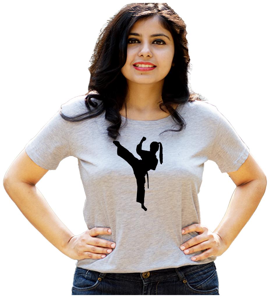 

HEYUZE Women Grey Regular fit Round neck Cotton T shirt