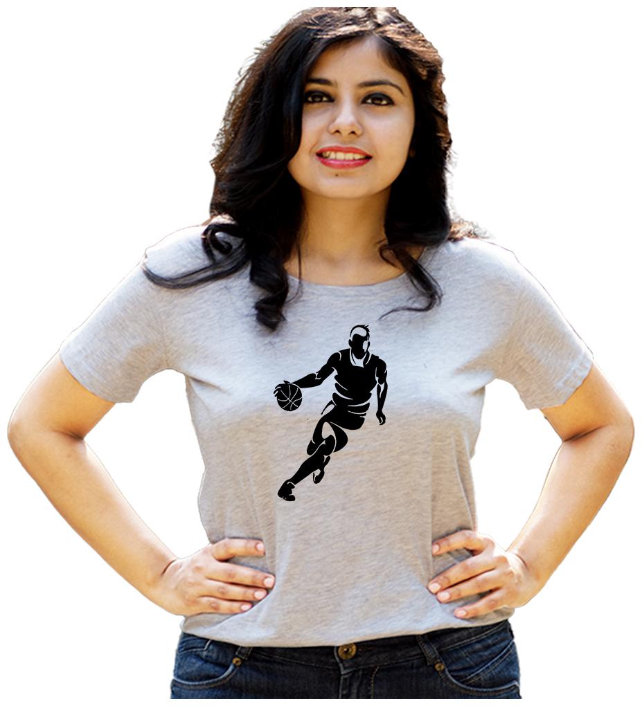 

HEYUZE Women Grey Regular fit Round neck Cotton T shirt