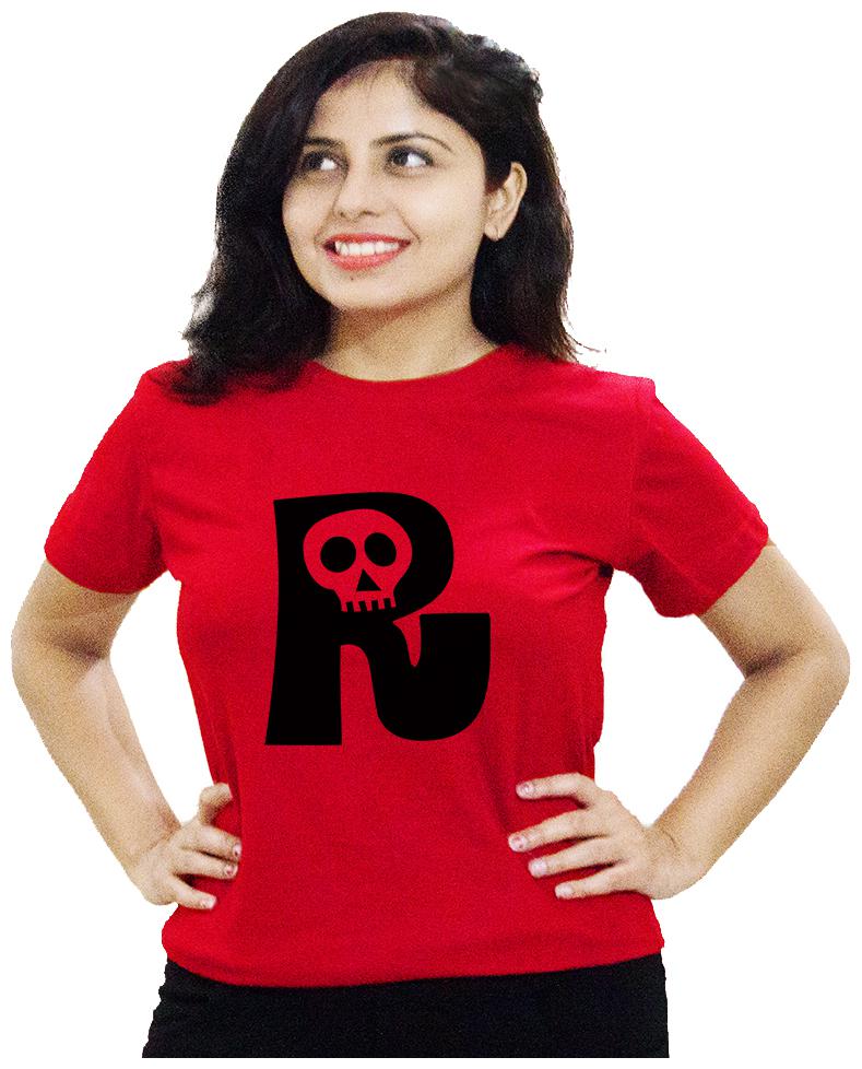 

HEYUZE Women Red Regular fit Round neck Cotton T shirt