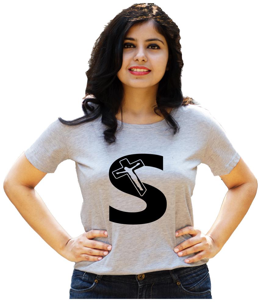 

HEYUZE Women Grey Regular fit Round neck Cotton T shirt