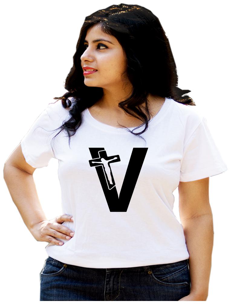 

HEYUZE Women White Regular fit Round neck Cotton T shirt