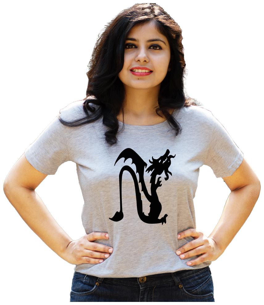 

HEYUZE Women Grey Regular fit Round neck Cotton T shirt