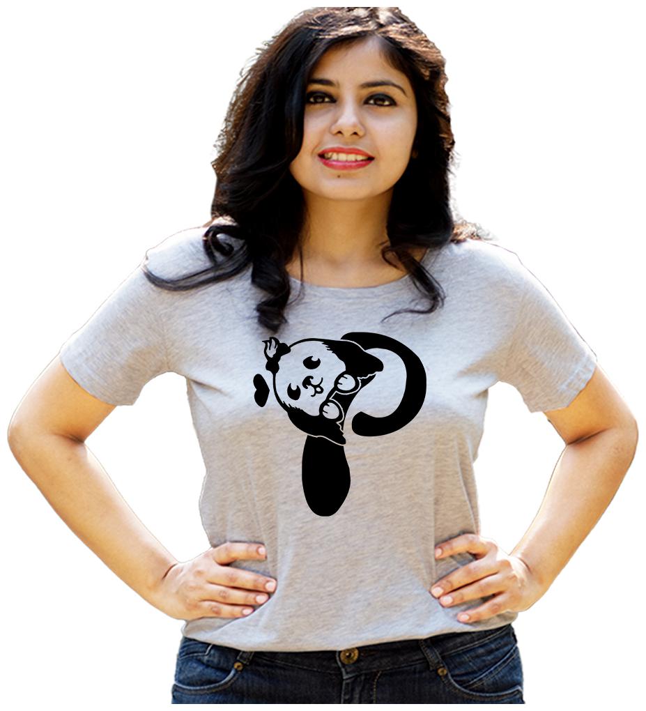 

HEYUZE Women Grey Regular fit Round neck Cotton T shirt