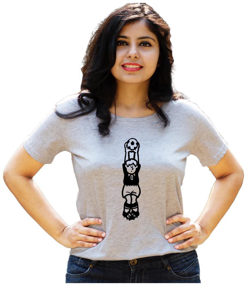

HEYUZE Women Grey Regular fit Round neck Cotton T shirt