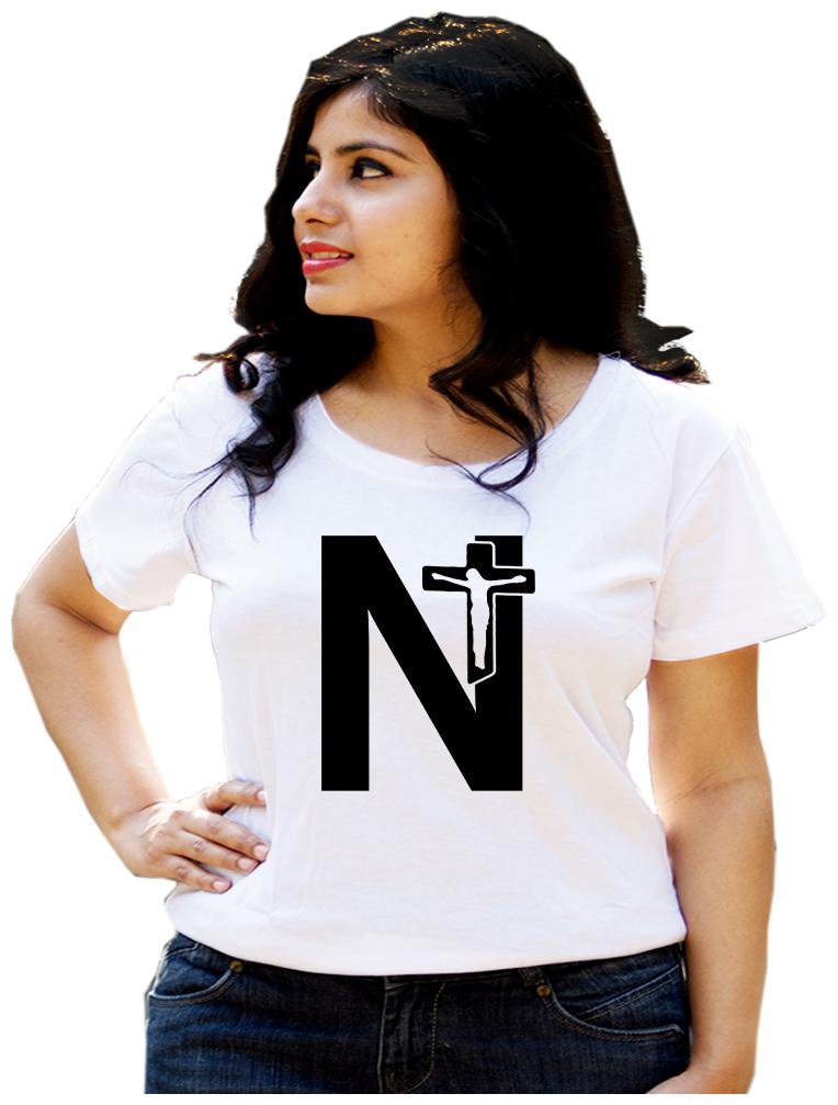 

HEYUZE Women White Regular fit Round neck Cotton T shirt