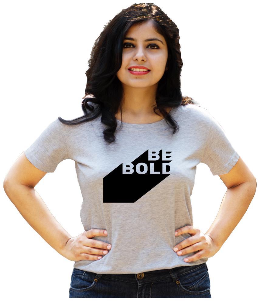 

HEYUZE Women Grey Regular fit Round neck Cotton T shirt