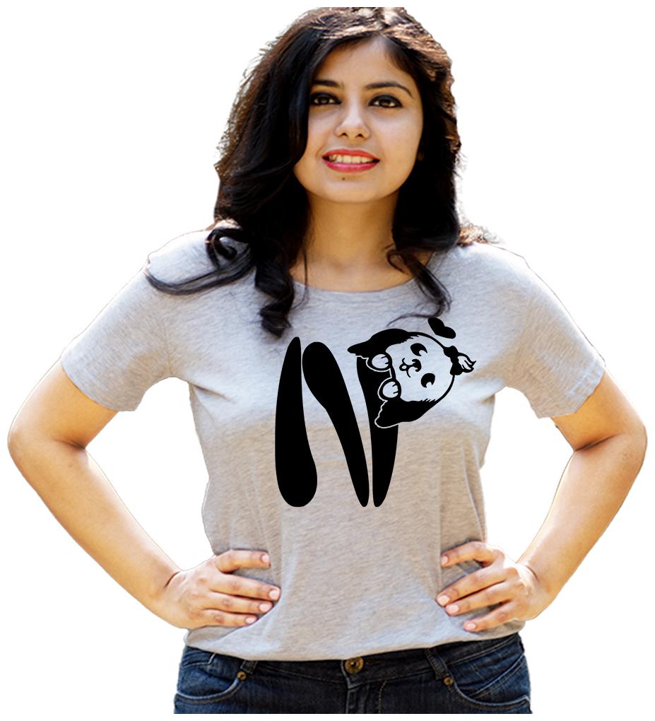 

HEYUZE Women Grey Regular fit Round neck Cotton T shirt
