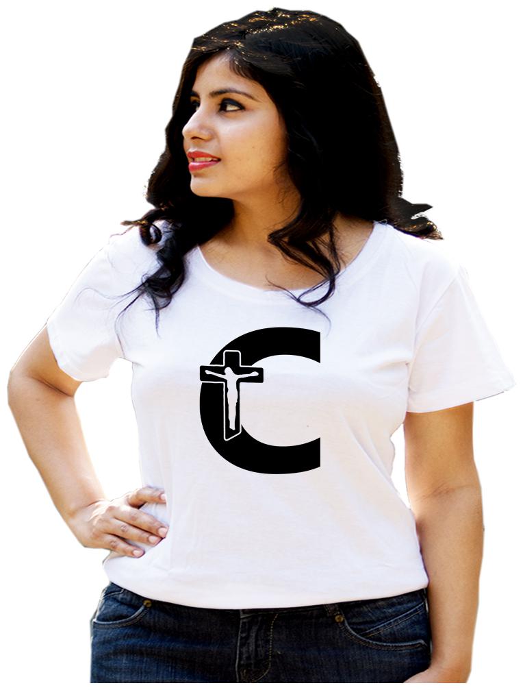 

HEYUZE Women White Regular fit Round neck Cotton T shirt