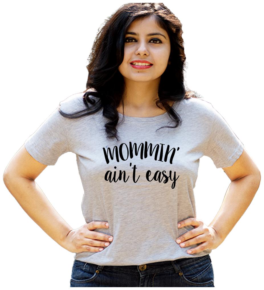 

HEYUZE Women Grey Regular fit Round neck Cotton T shirt