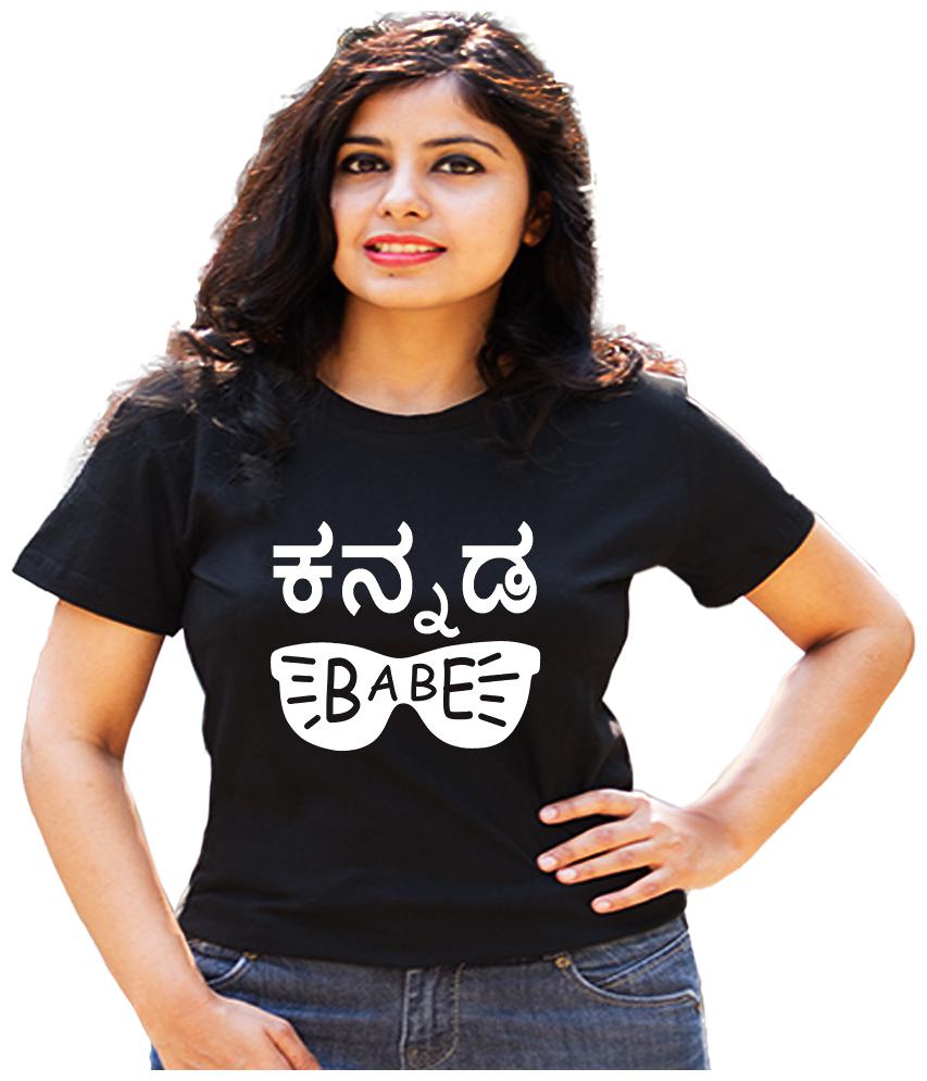 

HEYUZE Women Black Regular fit Round neck Cotton T shirt