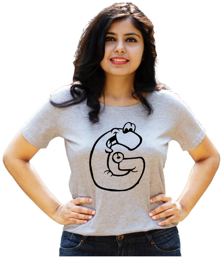 

HEYUZE Women Grey Regular fit Round neck Cotton T shirt