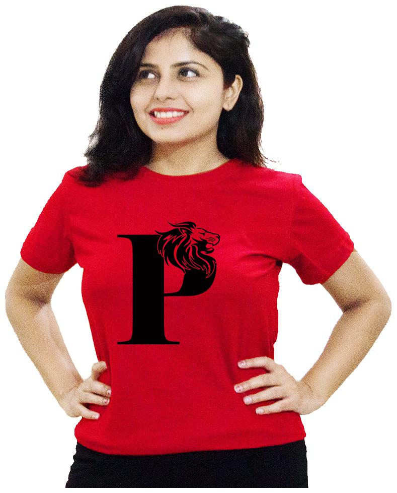 

HEYUZE Women Red Regular fit Round neck Cotton T shirt