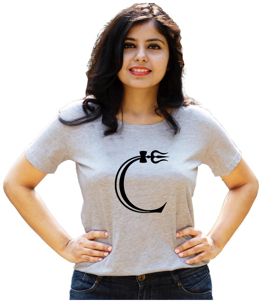

HEYUZE Women Grey Regular fit Round neck Cotton T shirt