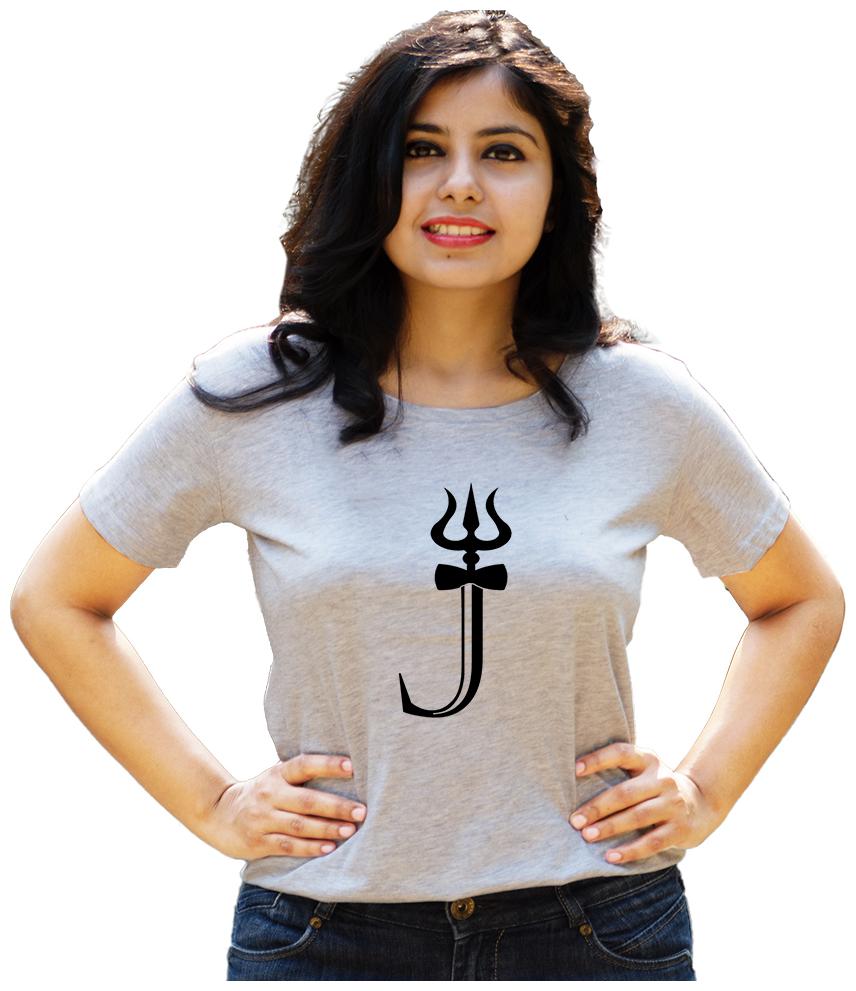 

HEYUZE Women Grey Regular fit Round neck Cotton T shirt
