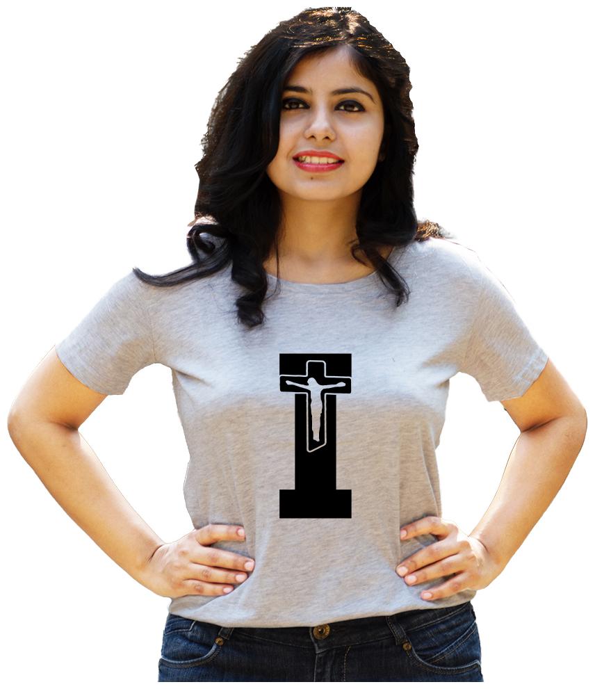 

HEYUZE Women Grey Regular fit Round neck Cotton T shirt