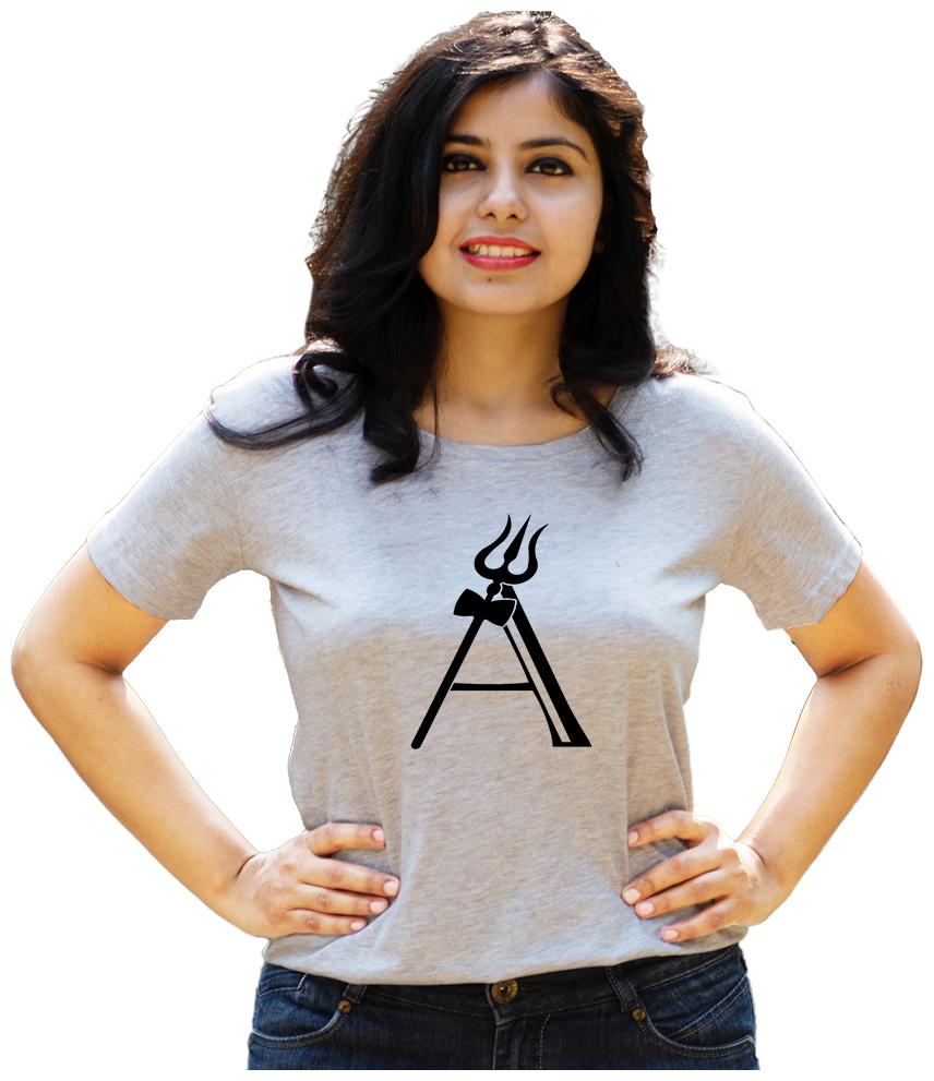 

HEYUZE Women Grey Regular fit Round neck Cotton T shirt