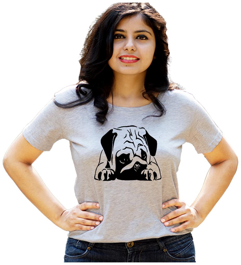 

HEYUZE Women Grey Regular fit Round neck Cotton T shirt