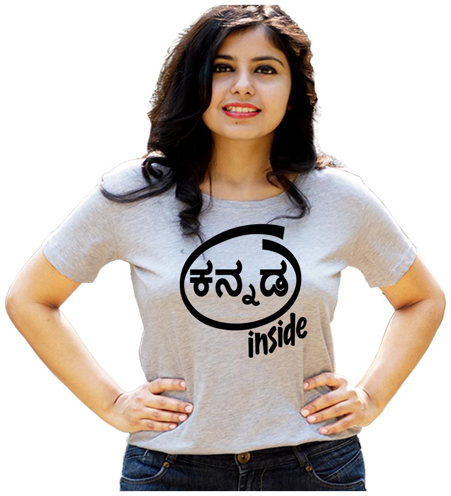 

HEYUZE Women Grey Regular fit Round neck Cotton T shirt