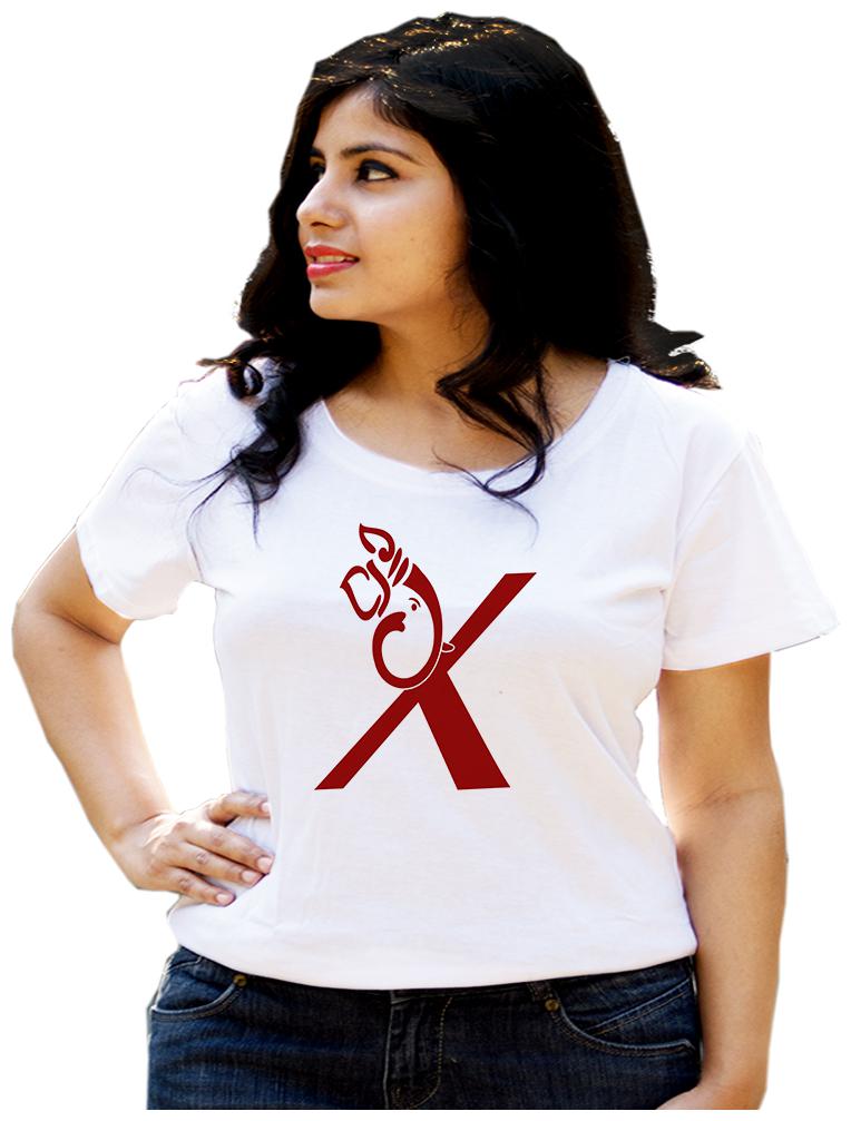 

HEYUZE Women White Regular fit Round neck Cotton T shirt