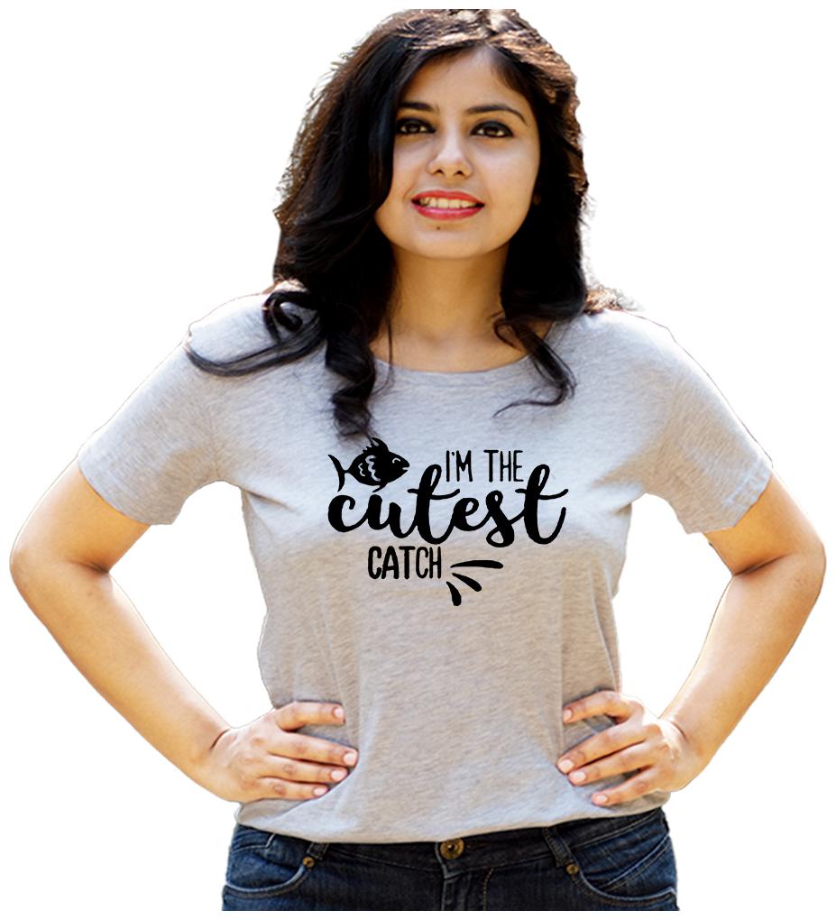 

HEYUZE Women Grey Regular fit Round neck Cotton T shirt