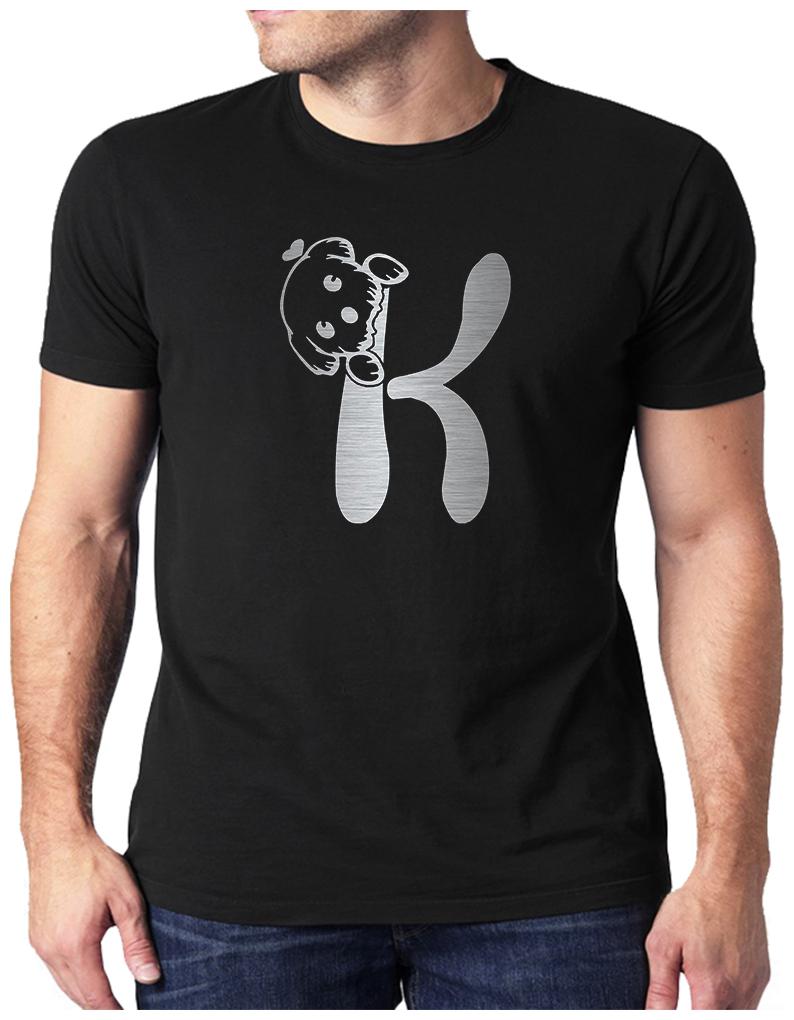 

HEYUZE Initial Letter Alphabet K Cute Dog Printed Men T-Shirts