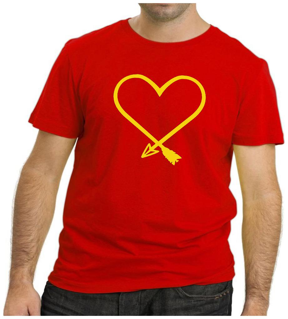 

HEYUZE Love Heart Arrow Printed Men T-Shirts