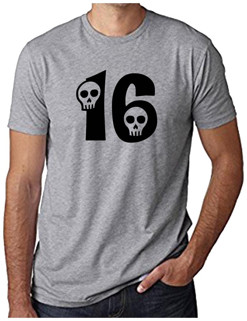 

HEYUZE Number 16 Skull Printed Men T-Shirts