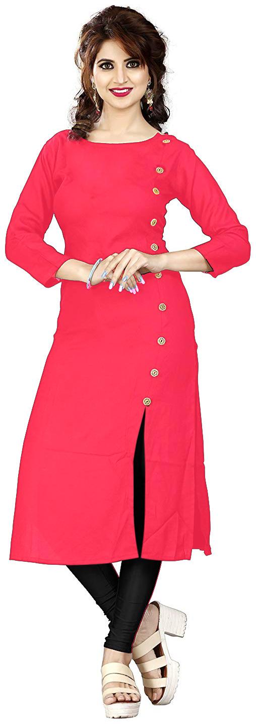 

HF Holyday Fashion Women Red Solid Straight Kurta